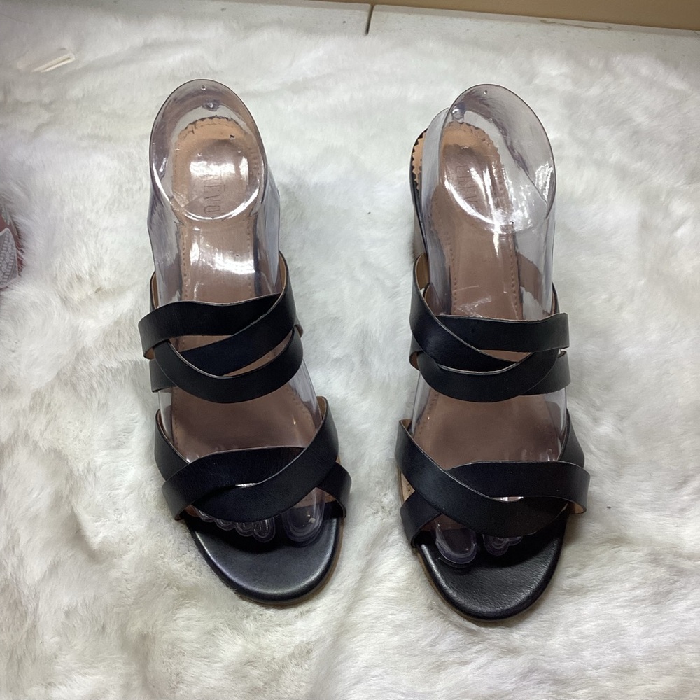 Crevo Black Sandals Open-Toe Slip-On